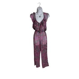 Vintage 80s Henson Kickernick Rare NWT Sheer Floral Jumpsuit Purple Pink